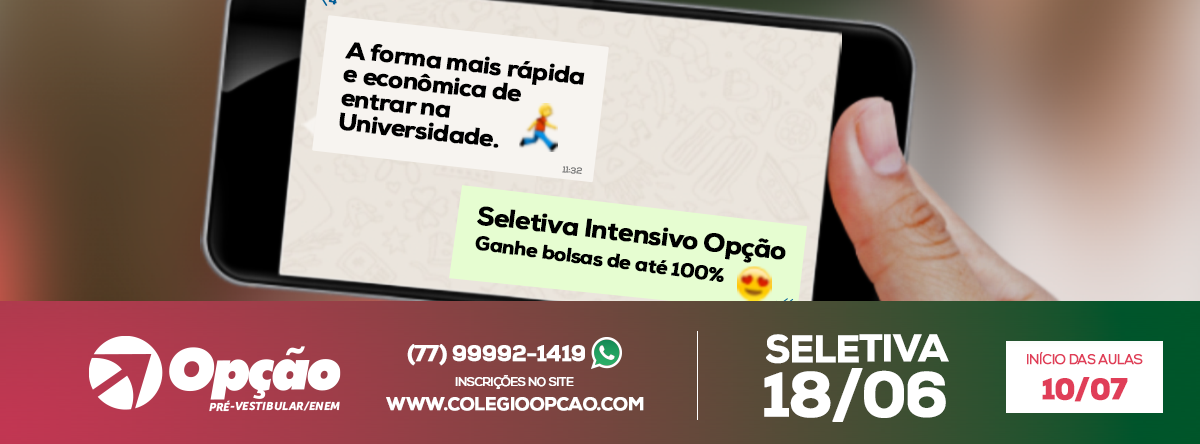 Bolsas de Estudo Intensivo Pré-Vestibular/Enem Colégio Opção
